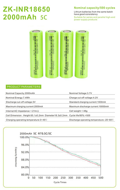 18650 2000mah Lithium Battery