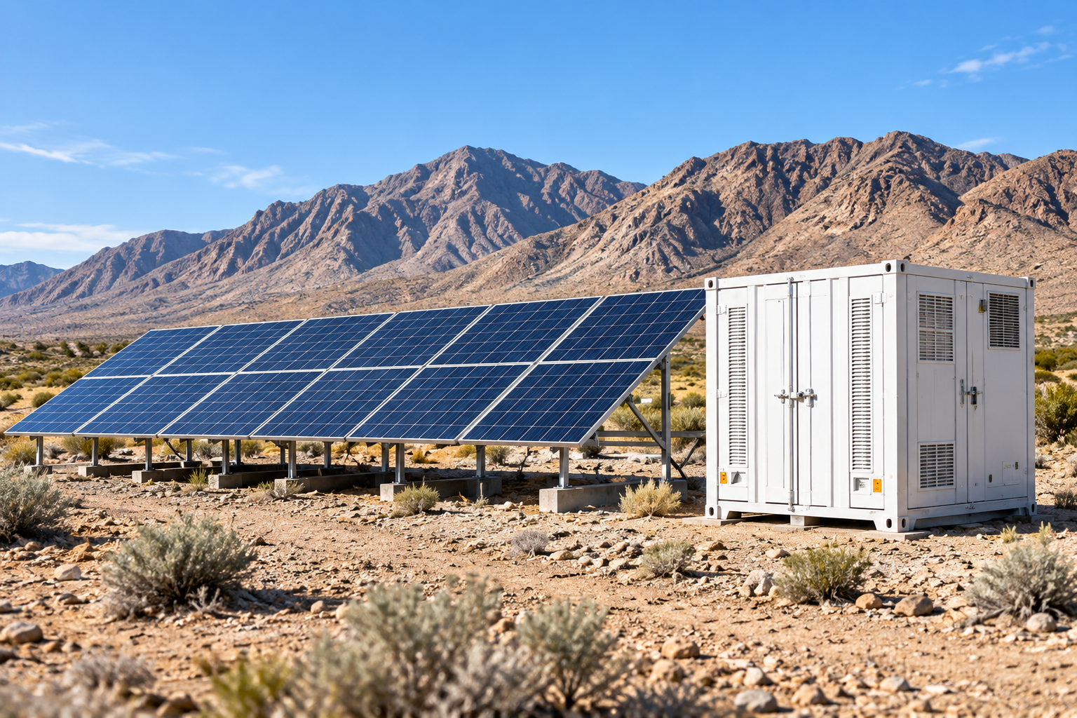 Illustration of off-grid solar and battery storage