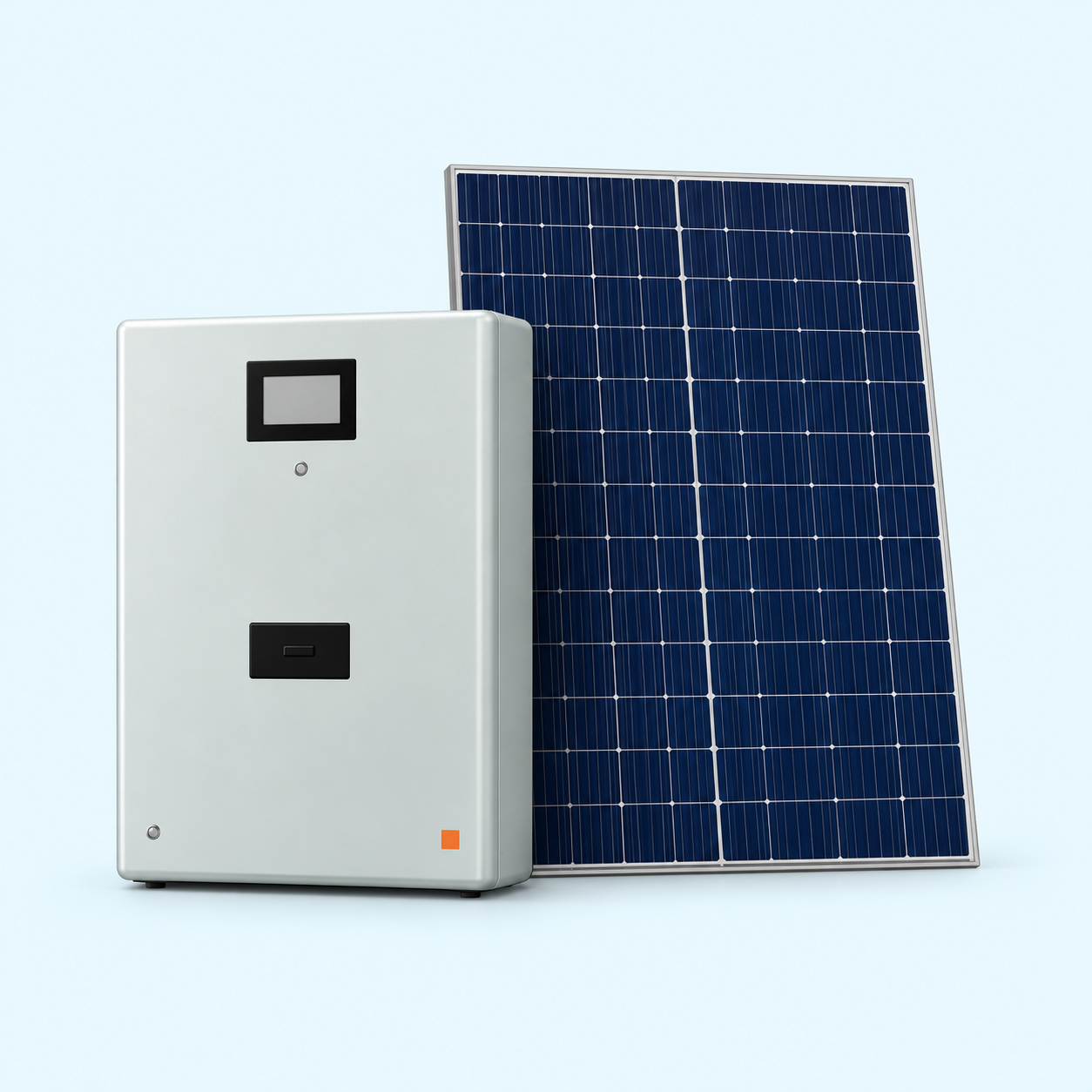 Home battery and solar panel illustration